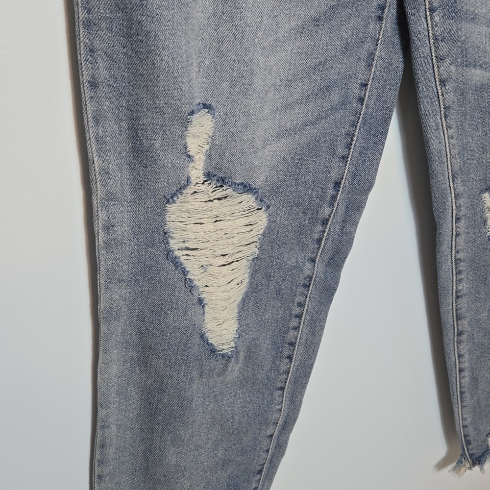 SO High Rise Straight Distressed Jeans Womens 5/27W Blue Authentic Stretch - Picture 2 of 7